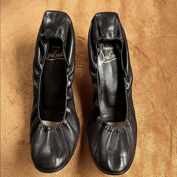 Christian Louboutin Black Leather Kitten Heels - Picture 2 of 13